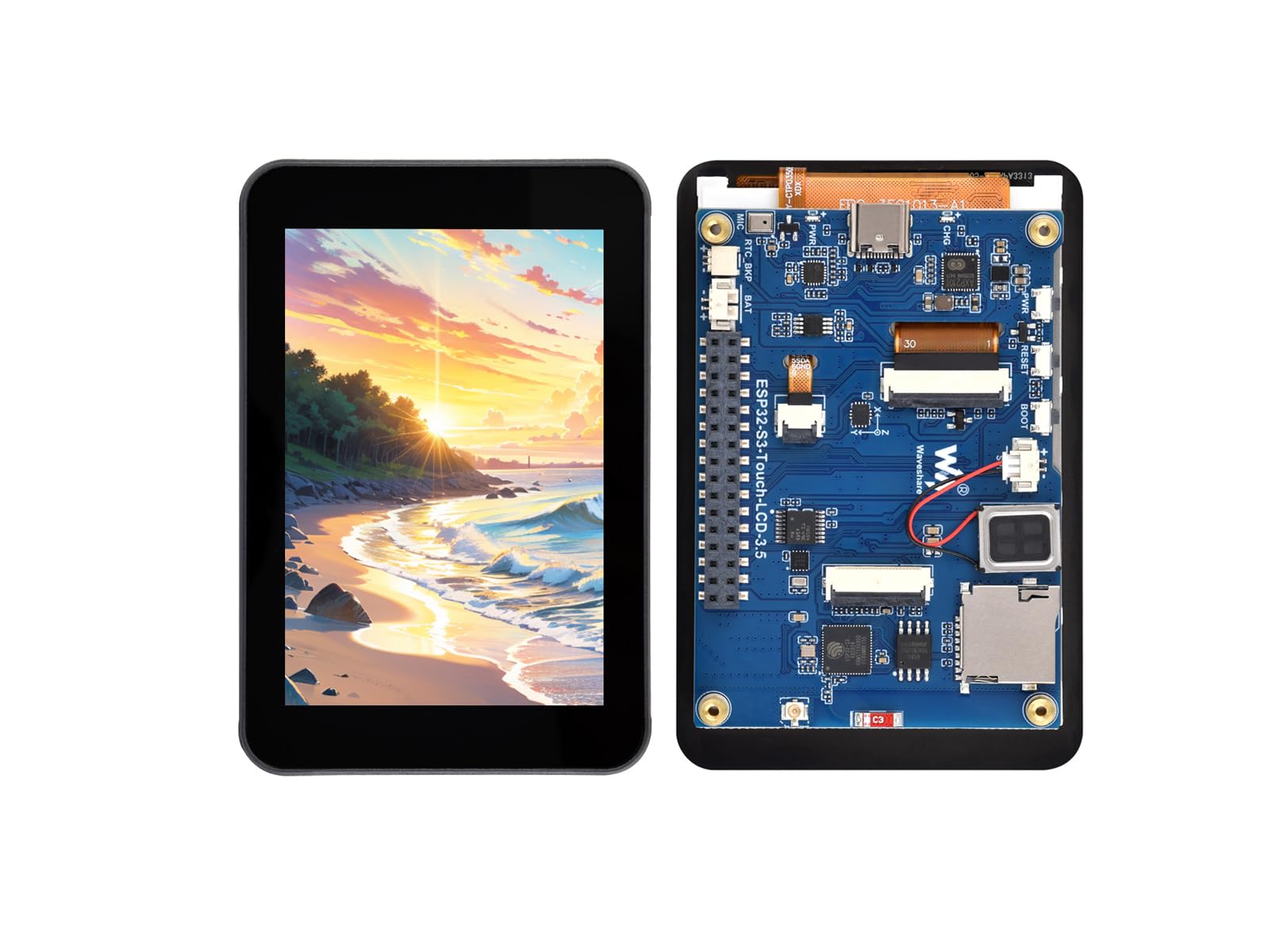 ESP32-S3 3.5 Zoll LCD Touch Display Entwicklungsboard, ESP32-S3 mit IPS Bildschirm 320×480 Pixel 262K Farbe, Onboard Kamera Interface und Audio Codec, etc, Unterstützt AI-Sprachinteraktion