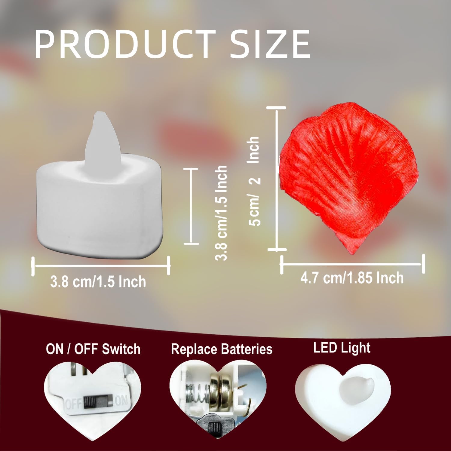 2000PCS Silk Rose Petals with 24 LED Tea Lights Candles, Romantic Night Decoration Set, Romantic Valentine, Wedding Anniversary, Send her and him Memories (Pink Purple) - Image 2