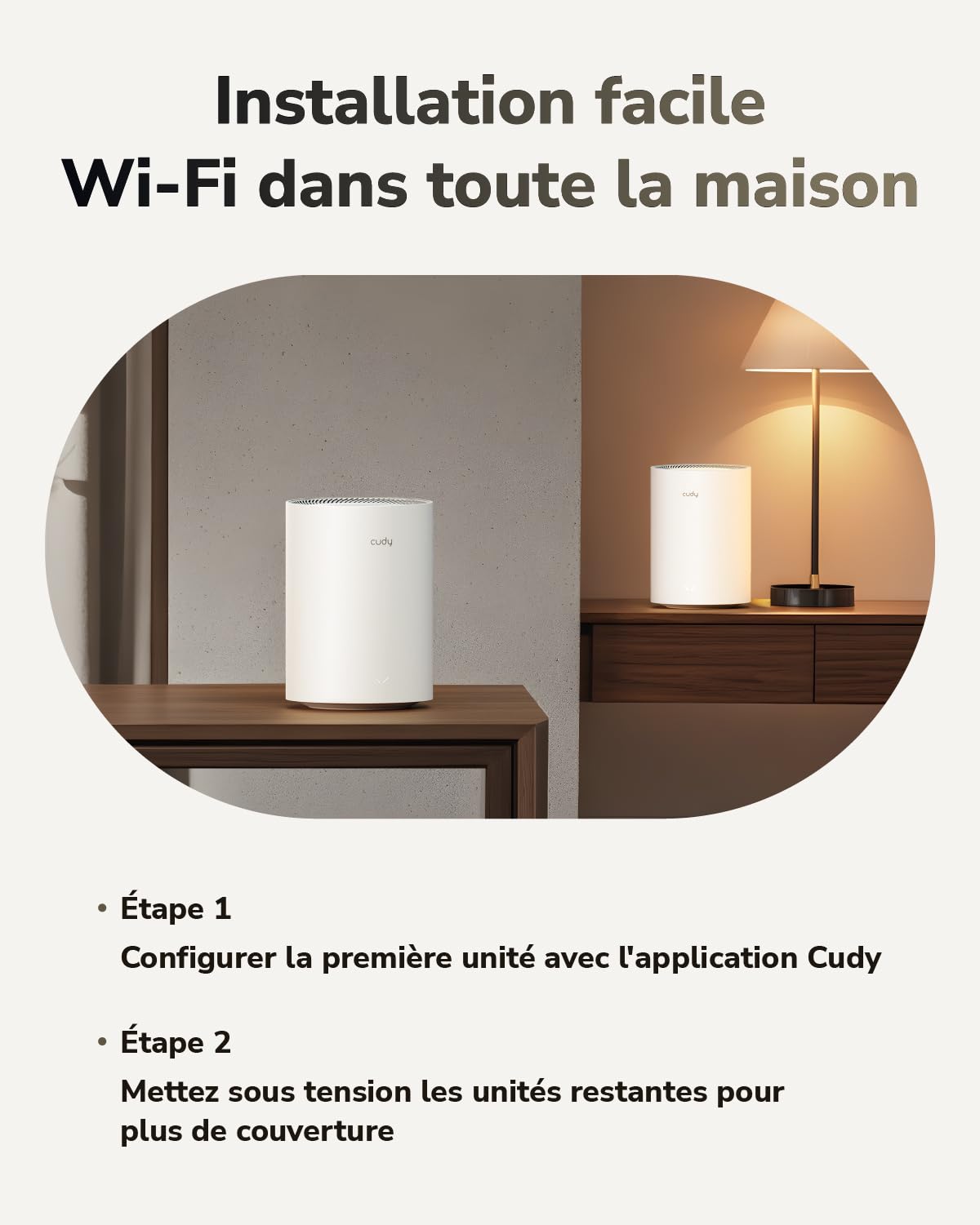 Cudy BE3600 Gigabit Wi-FI 7 Système Mesh, 270 m², M3600 3-Pack | Wi-Fi 7 double bande 2882 + 688 Mbps, 3 ports GbE, réseau maillé sans interruption, VPN WireGuard/OpenVPN/IPsec, MLO