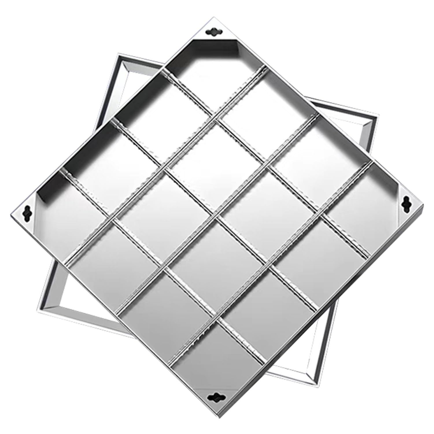 GJMSSMY 1pc Invisible Stainless Steel Recessed Manhole Cover - Durable 304 SS Embedded Lid for Courtyards, Outdoor Spaces, and Drainage Solutions (400x400x50mm)