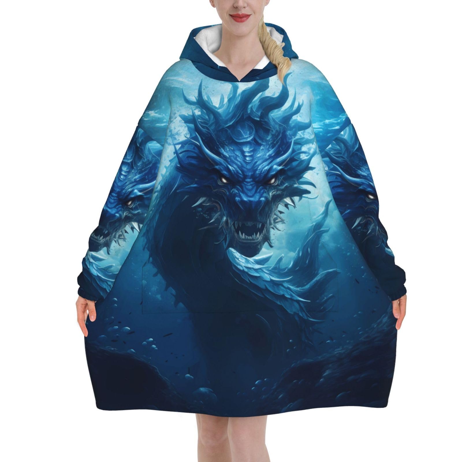 Peiyeety Unisex Sea Dragon Blanket Hoodies For Women And Men Adult Oversize Wearable Blanket Hoodies For Soft And Warm
