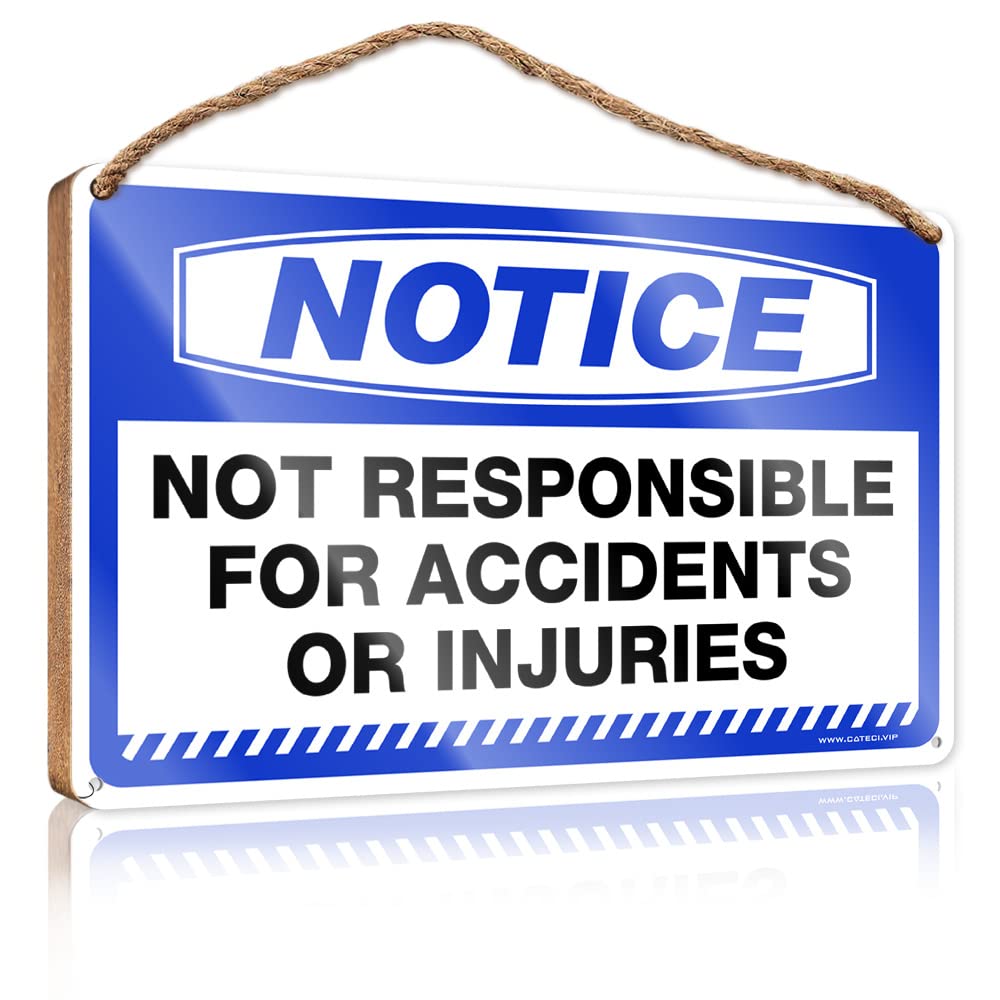 Bruntelo One Color Door Decor Sign Notice Not Responsible For Accidents Or Injuries Wooden Sign The Room Decorations Funny Door Frame Sign(15X28cm)