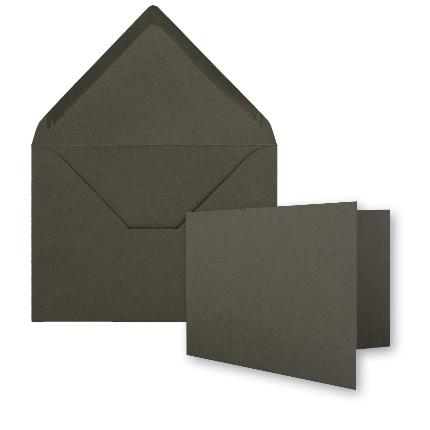 Set di 500 biglietti pieghevoli con buste, formato DIN A7, orizzontale, 10,5 x 7,4 cm, colore antracite, con buste da lettera C7, chiusura gommata