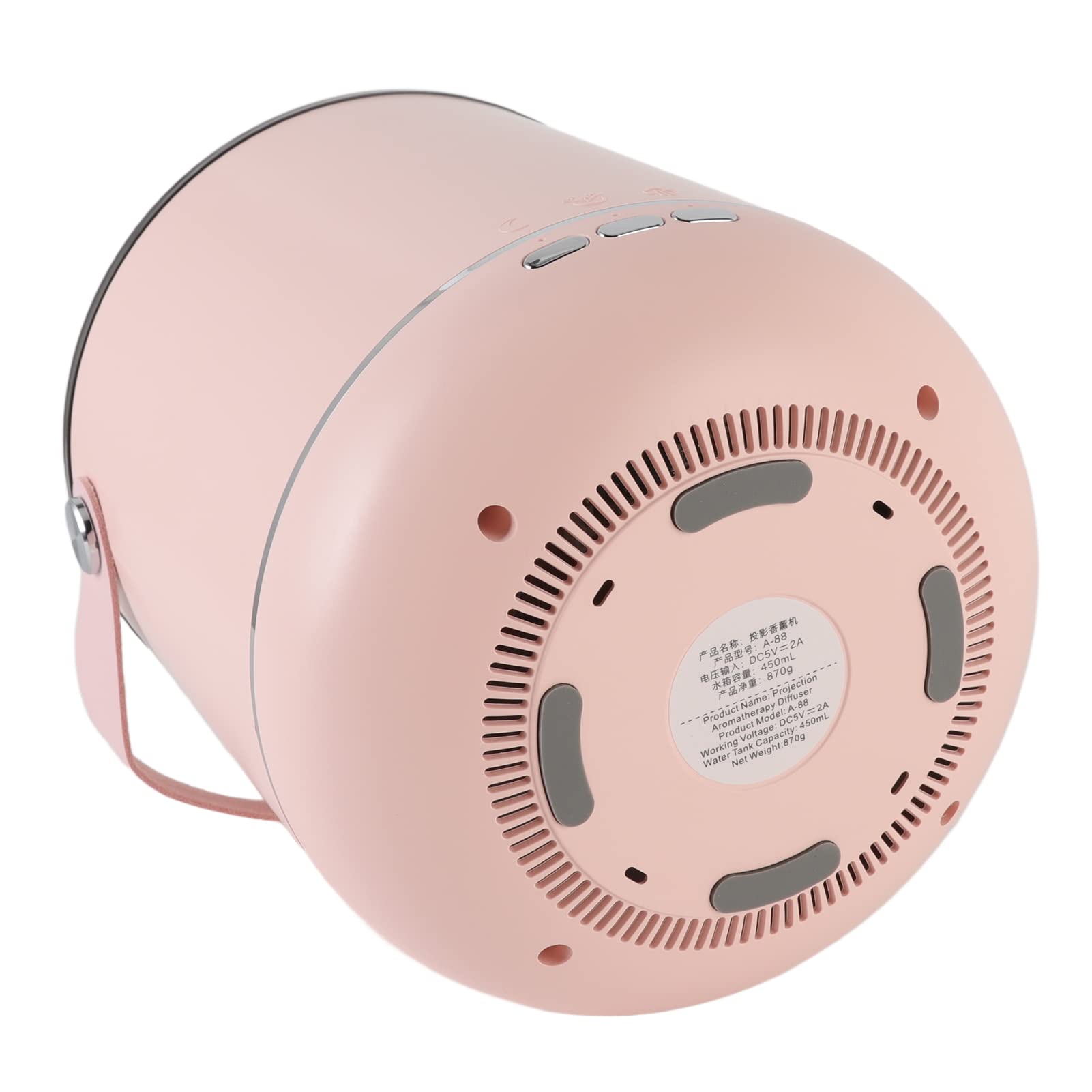 Humidificador con lámpara de proyector ultrasónico, 450 ml, rotación dinámica de 360 ​​°, difusor de aceites esenciales de aromaterapia con luz nocturna suave para el dormitorio (Rosa)