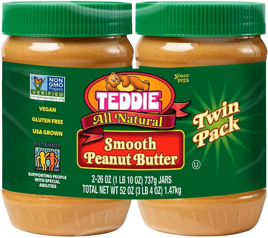 TEDDIE Peanut Butter, Smooth Peanut Butter, 2 Pack, 26 Ounce