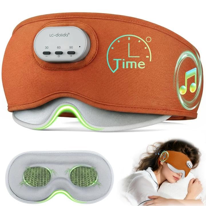 LC-dolida Voice Control Bluetooth Sleep Mask Bamboo Cotton Bluetooth Sleep Headphones with 3D Zero-Pressure Cups and Timer Setting