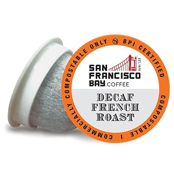 San Francisco Bay Compostable Coffee Pods - DECAF French Roast 12 Ct K-Cup Compatible including Keurig 2.0, Dark Roast, Swiss Water Processed