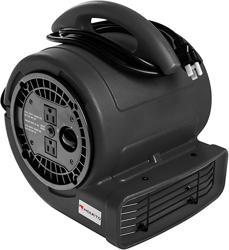 Miniatura 10 de MOUNTO Ventilador Air Mover de 1/5 hp de 800 cfm, ventilador de secado de pisos, motor de aire compacto de 3 velocidades con doble salida, cable de