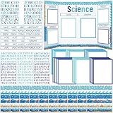 96 Pcs Science Fair Board Supplies 60 Trim Scalloped Poster Boards 24 Presentation Border Stickers 4 Self Adhesive Project Titles 8 Letter Sticker for Classroom Display(Ocean Style)