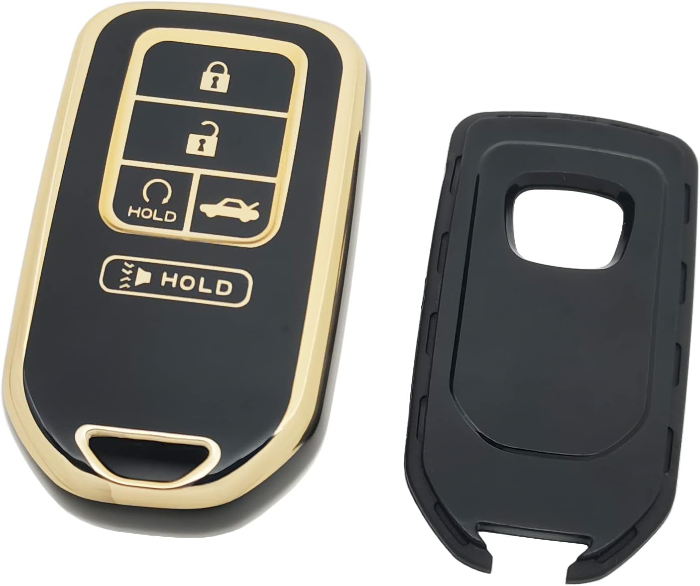 360 Degree Soft TPU Protector Key Fob Cover Case Compatible with 2017 2018 2019 2020 2021 Honda Civic Accord Pilot CR-V Passport Insight EX EX-L Touring 5 Button Key Fob (Black) image 4