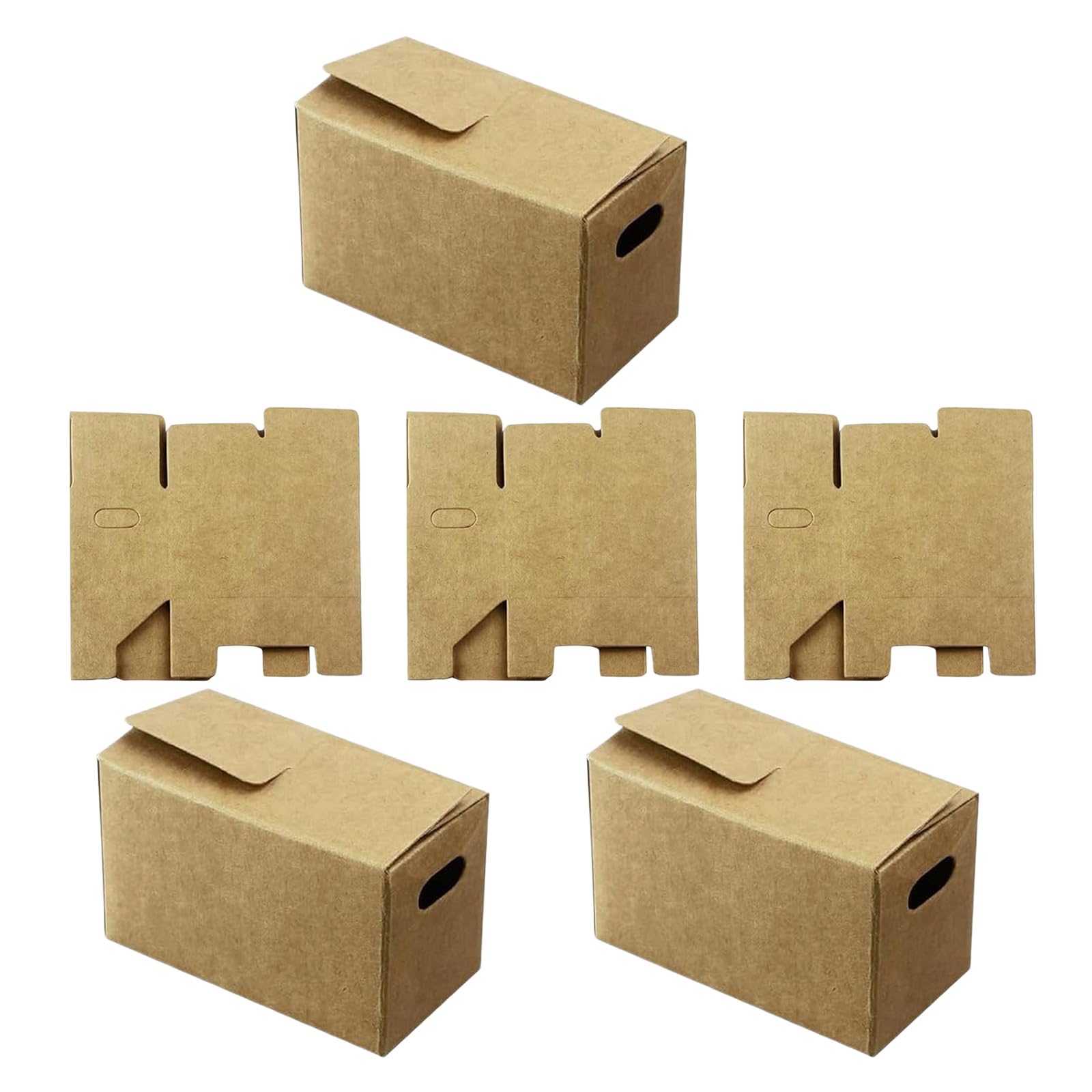 Kalttoy Of 6 Krafts Paper Miniature Boxes Easy to Assemble Small Item Storage Containers Packaging Box for Gifts Miniature Storage Boxes