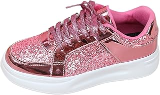 Zapatos de mujer Tacón de cuña Parejas Moda Suela Gruesa Lentejuelas Cordones Aumento Casual Zapatos Deportes Transpirables al Aire Libre Zapatos de Mesa Planos Zapatos Ortopédicos Mujer