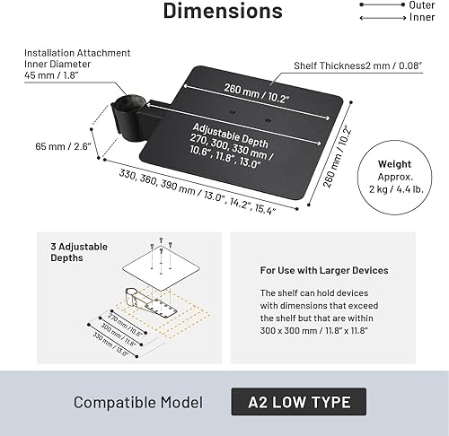 Miniatura 2 de WALL Estante de consola de videojuegos para soporte de TV modelo A2 bajo, negro satinado