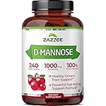 Zazzee D-Mannose, 1000 mg per Serving, 240 Vegan Capsules, 4 Month Supply, Potent & Fast-Acting, Certified Kosher, 100% Pure, All-Natural Urinary Tract Health Support, 100% Vegetarian, Non-GMO