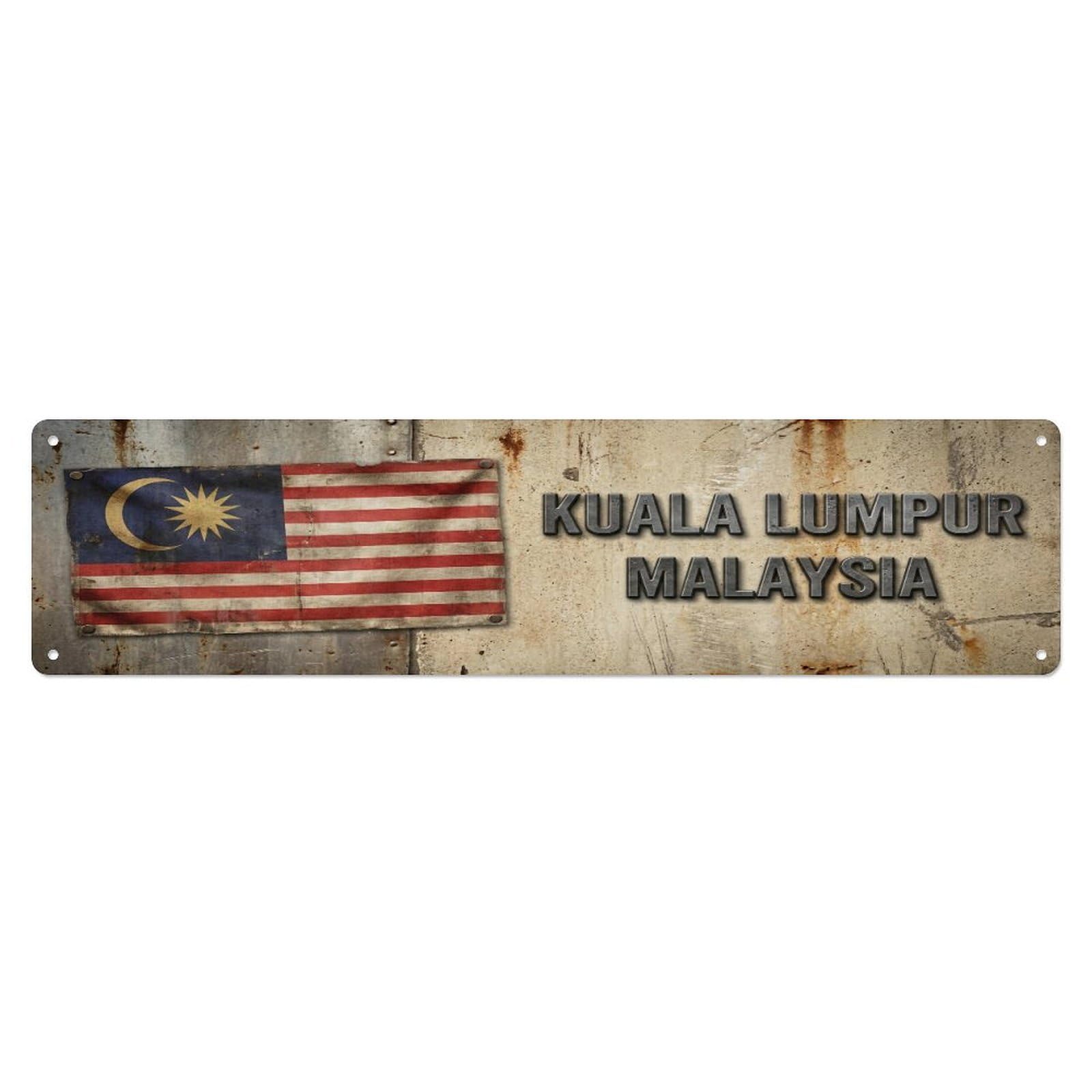 Tgrcjimh Style Metal Tin Sign Vintage Kuala Lumpur Malaysia Flag Decor Rustic Travel