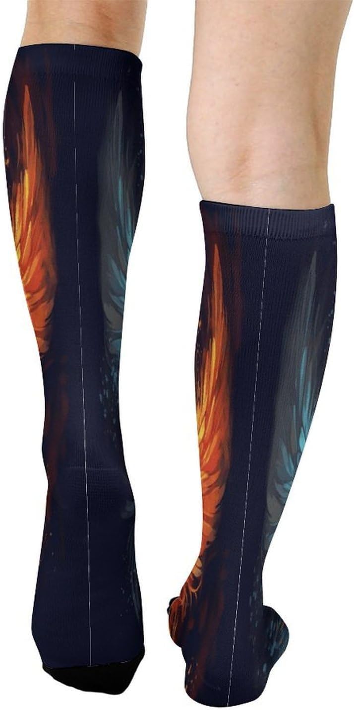 Fire And Water Phoenix Compression Sock Circulation Support Socks Lightweight Knee High Tube Sock Over-The-Calf Sock for Adult