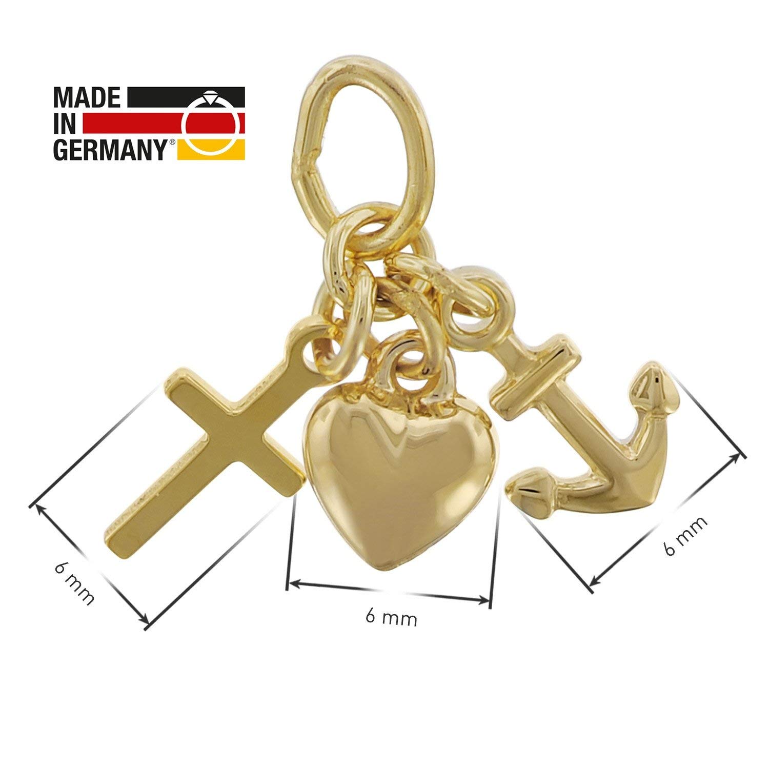 trendor Anhänger für Kinder Gold 333 Glaube, Liebe, Hoffnung 35732