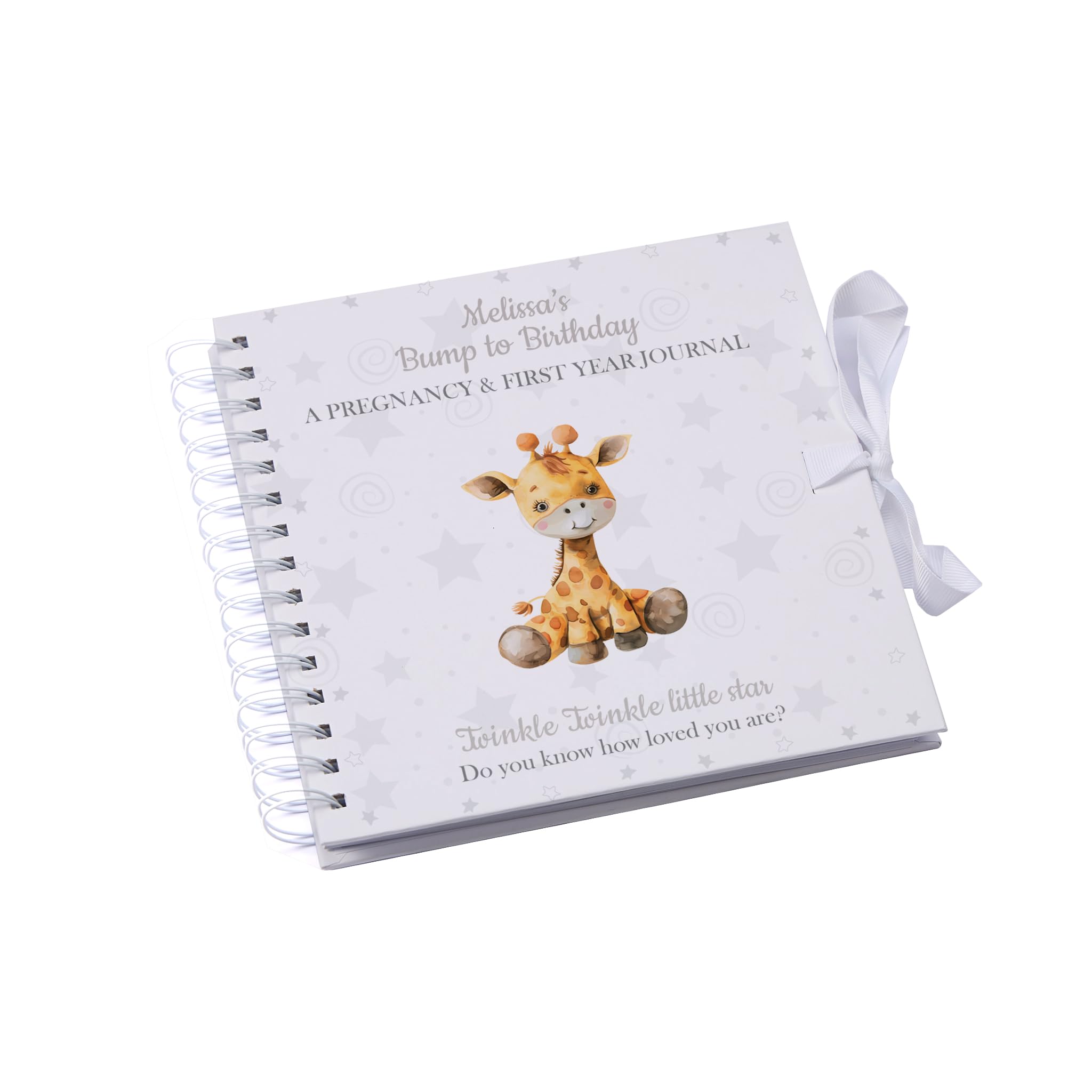Personalised Pregnancy Journal and First Year Baby Keepsake Record Book With Giraffe