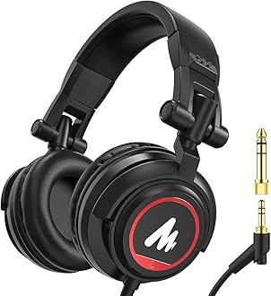 50MM Drivers Over Ear Studio Headphones, MAONO AU-MH501 Stereo Monitor Closed Back Headphones, Lightweight Foldable Design for Smartphone, Computer, Podcast, Mixer, Music, DJ