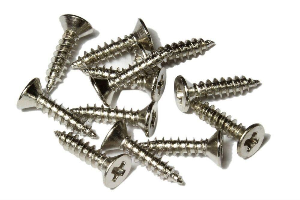 Nickel - #2 x 3/8" (10mm) Small Truss rod cover Flat head screws for guitars