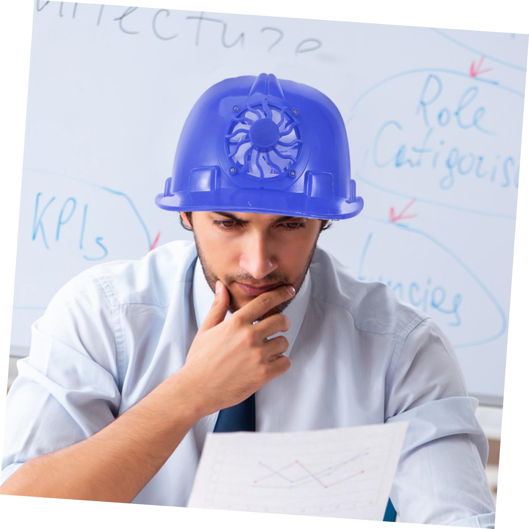OSALADI Casco Cappello Da Costruzione Da Uomo Elmetto Da Ventaglio Elmetto Industriale Tappo Di Raffreddamento Cappello Di Sicurezza Edilizia Fan Del Cappello Duro Rosso Plastica