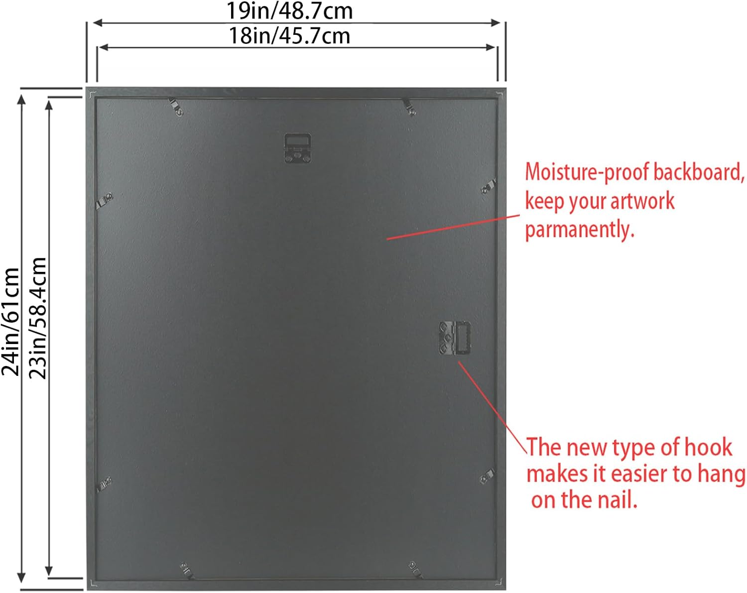 Mxtallup 18x23 Picture Frame Solid Wood Poster Frame for Wall 18x23 Photo Frames Family Black (T22B1823)