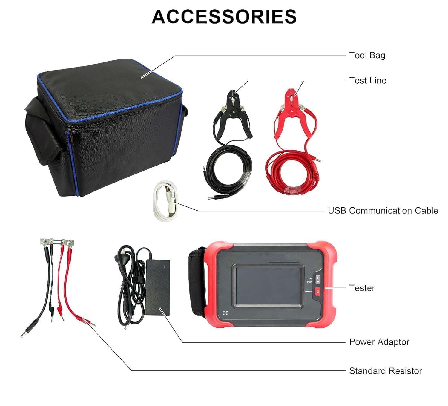 Handheld Loop Resistance Tester Meter with 0.0uΩ-80.000mΩ, DC Test Current 10A-100A 10 Gears, 5" Touch Screen, Precision 4-Wire Method, 2 Channels A/D Simultaneous Detection Printer Function