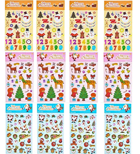 MKISHINE 12 Foglietti Santa Adesivi per Album di