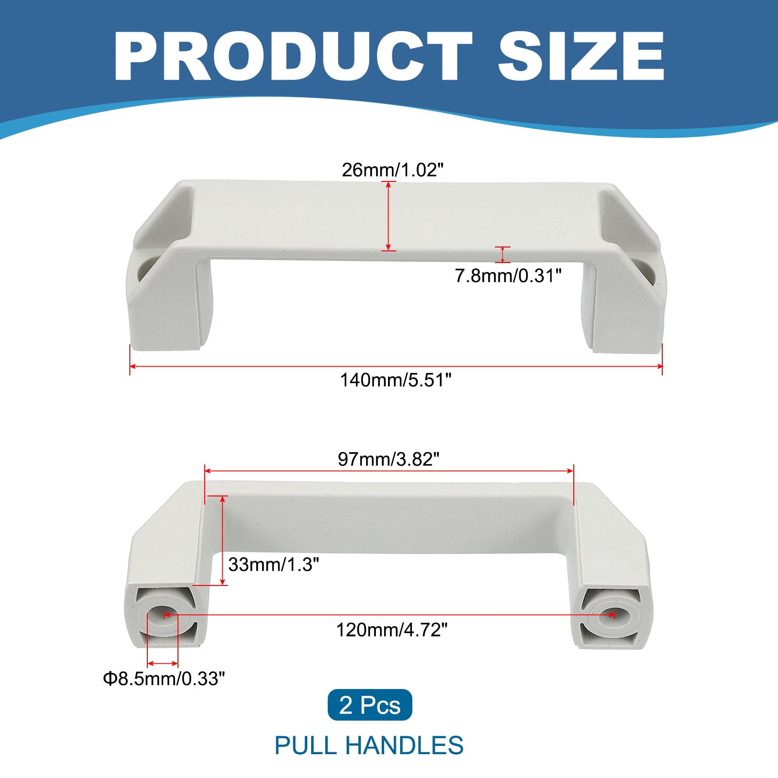 PATIKIL Plastic Pull Handles 120mm Hole Centers - Image 2