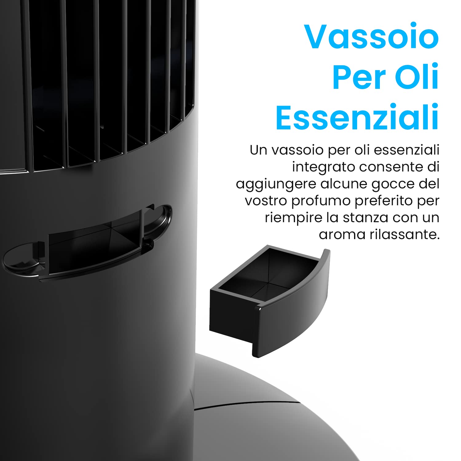Pro Breeze Ventilatore a Torre Oscillante - 60W Con Timer 7,5 ore e Telecomando - Oscillazione a 70° Gradi e 3 Modalita di raffreddamento- Altezza 79 cm