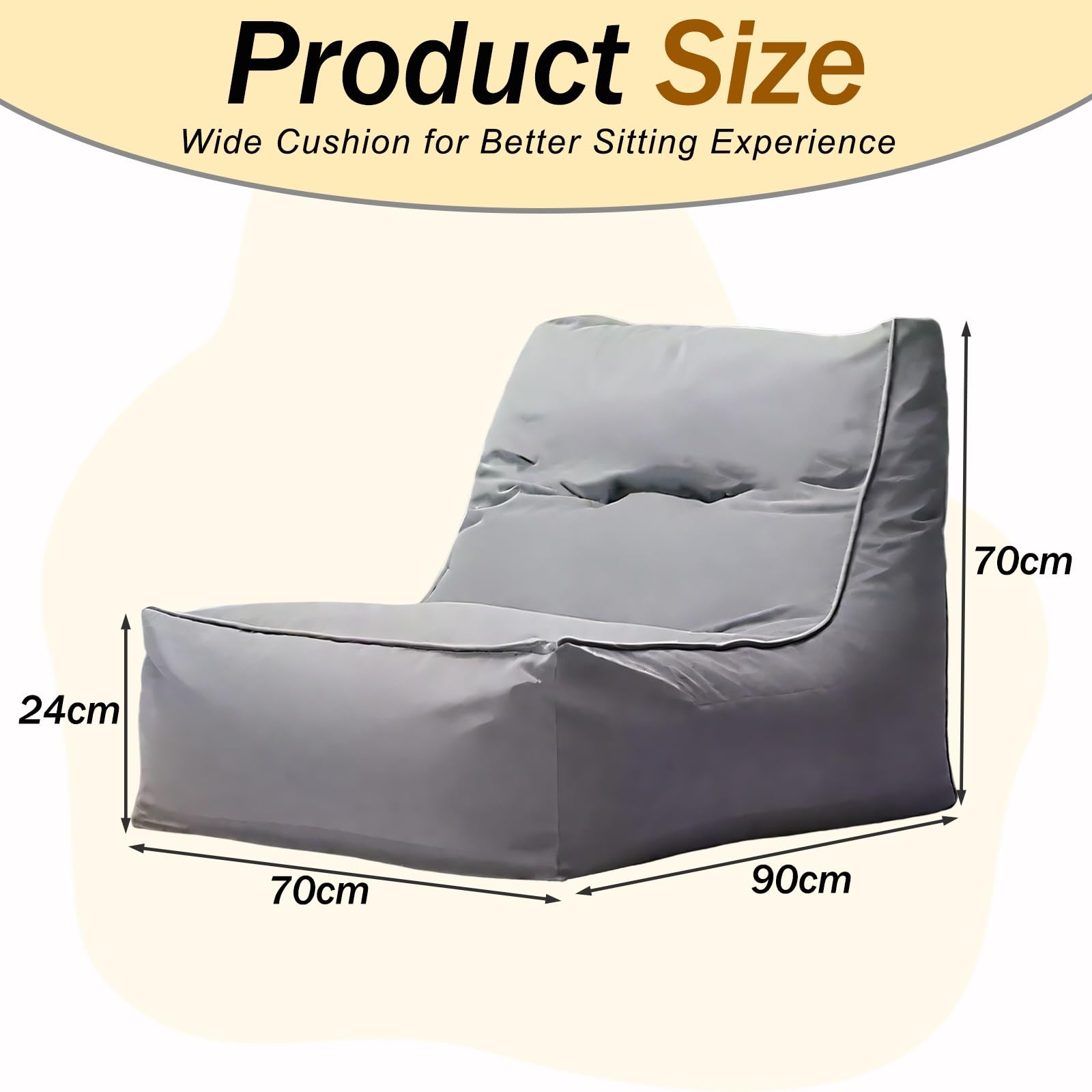 Wodoodporny przenośny fotel wypoczynkowy (bez poduszki) Wygodna sofa ogrodowa na basen, kemping lub balkon, kolor czarny