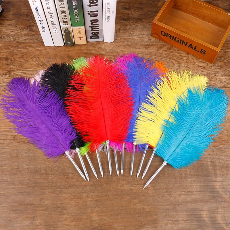 Miniatura 4 de Bolígrafo de pluma de avestruz novedoso, bolígrafo de firma para escribir, regalo, suministros escolares, de oficina, regalo de boda, regalo de