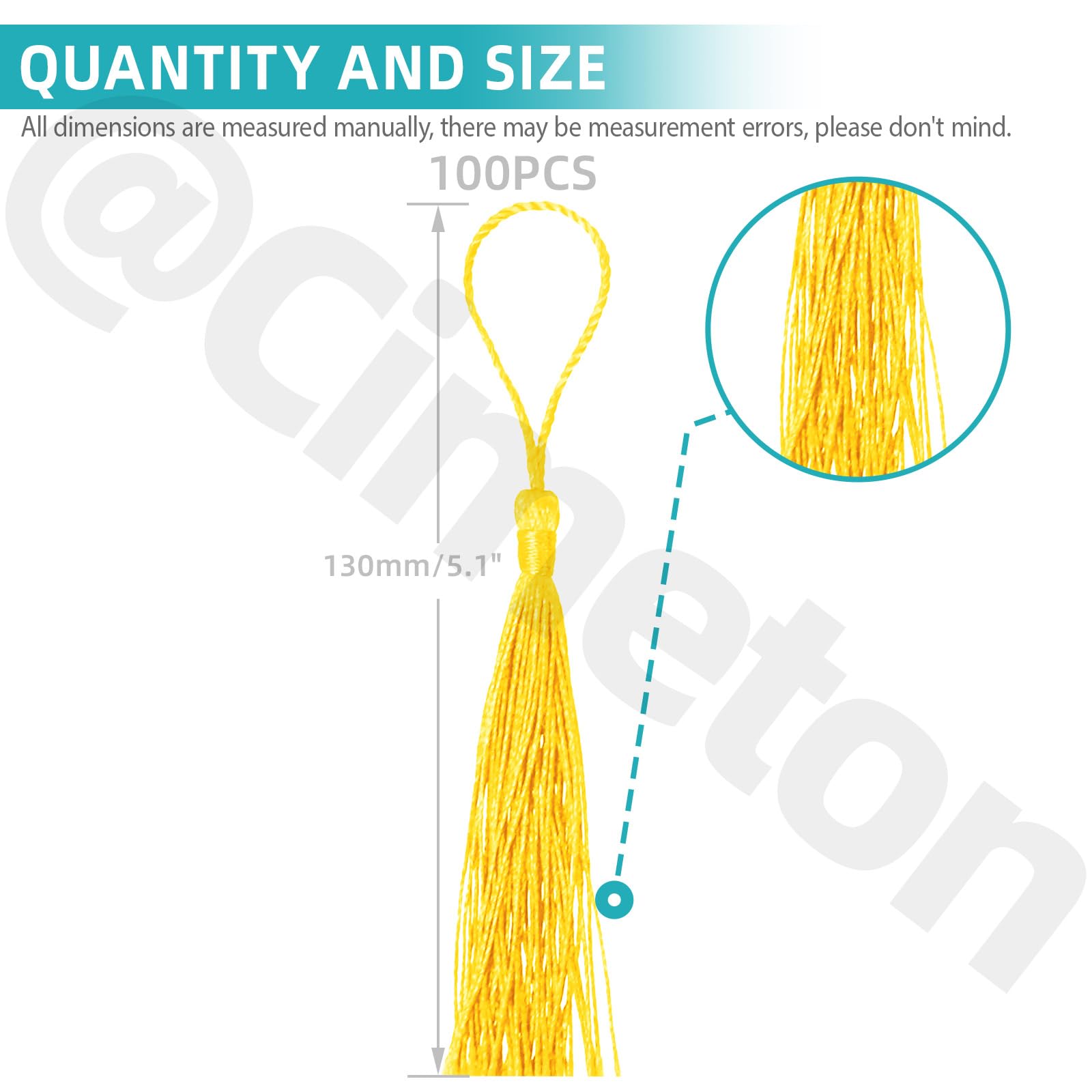 Cimeton 100PCS Gold 13cm/5 Inch Silky Handmade Soft Craft Mini Tassels with Loops Silky Tassel Bookmark Tassels for Bookmark Jewelry Making - Image 2