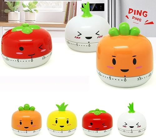 Miniatura 5 de Temporizadores de hortalizas de dibujos animados lindos de 60 minutos, temporizador mecánico de cocina de cocina, contadores de alarma ruidosos,