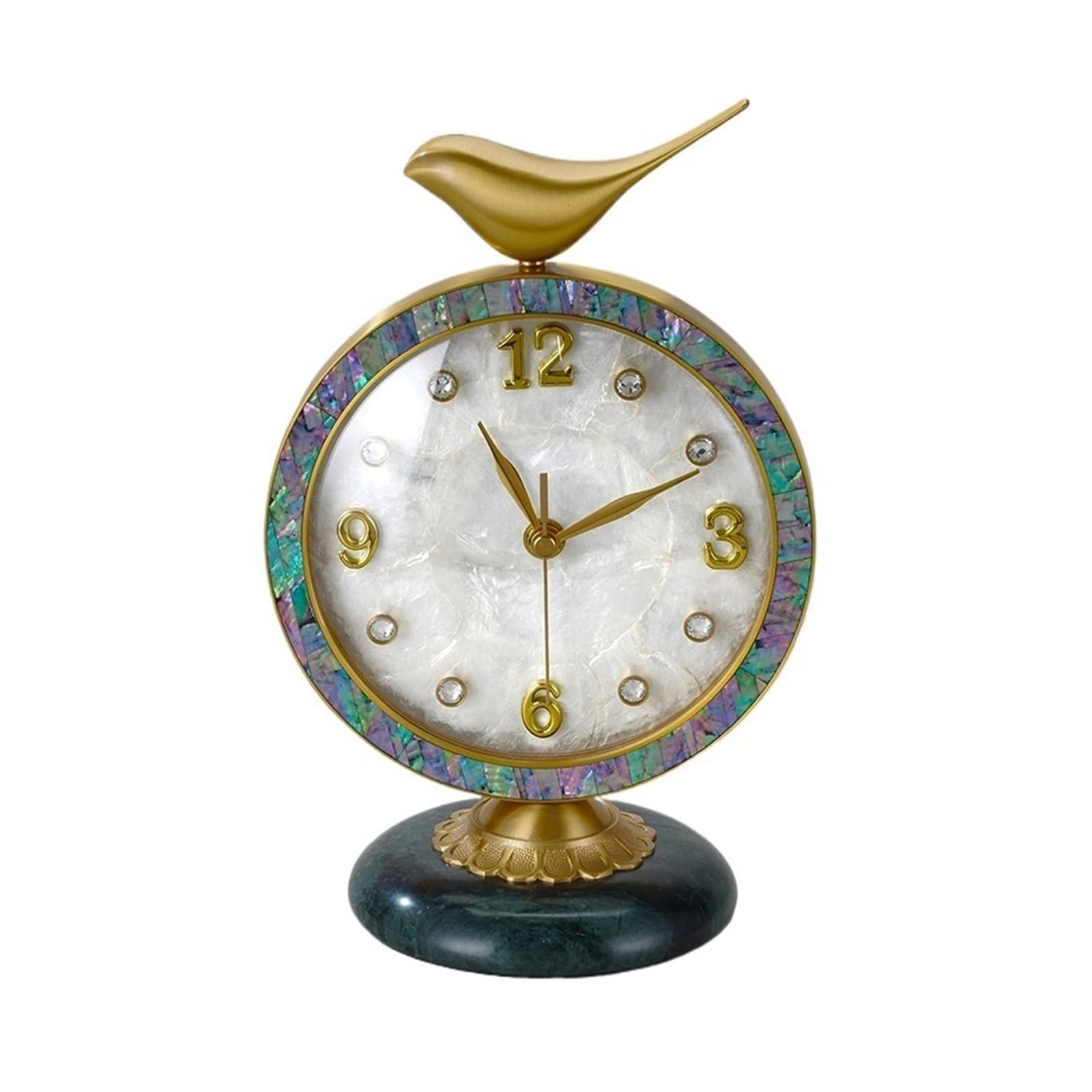 S5b8W3g7 Mantel Clocks Brass Desk Clock Living Room Home Simple Ornaments Bedside Desktop Decorate(Green)