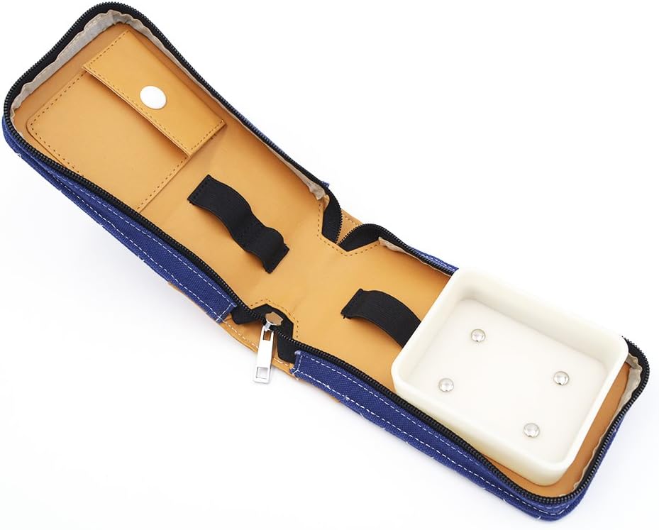 Surfer Gift & Surf Accessory with Stylish Zip Canvas Pouch, Surf Wax Holder, Elastic Loops for Sunscreen, Lip Balm & Wax Scraper - Items shown Included in Surf Kit (Blue Quilt, Sticky)