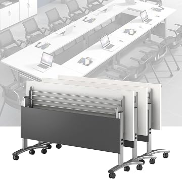 Flip Top Mobile Training Table - Conference Table Foldable Meeting Tables with Caster Wheels for Office, Meeting Rooms, Classroom