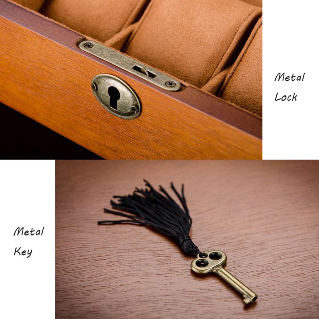 MUSUMI Caja de reloj con almohadas suaves, 10 ranuras, caja de almacenamiento para exhibición de joyas, organizador de pulseras de Madera para Hombres y Mujeres