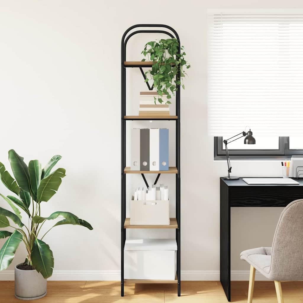 Libreria a 5 ripiani, 40 x 30 x 183 cm, in legno con robusto telaio in acciaio, per soggiorno, ufficio e camera da letto, scaffale salvaspazio con 5 scomparti, versatile e durevole