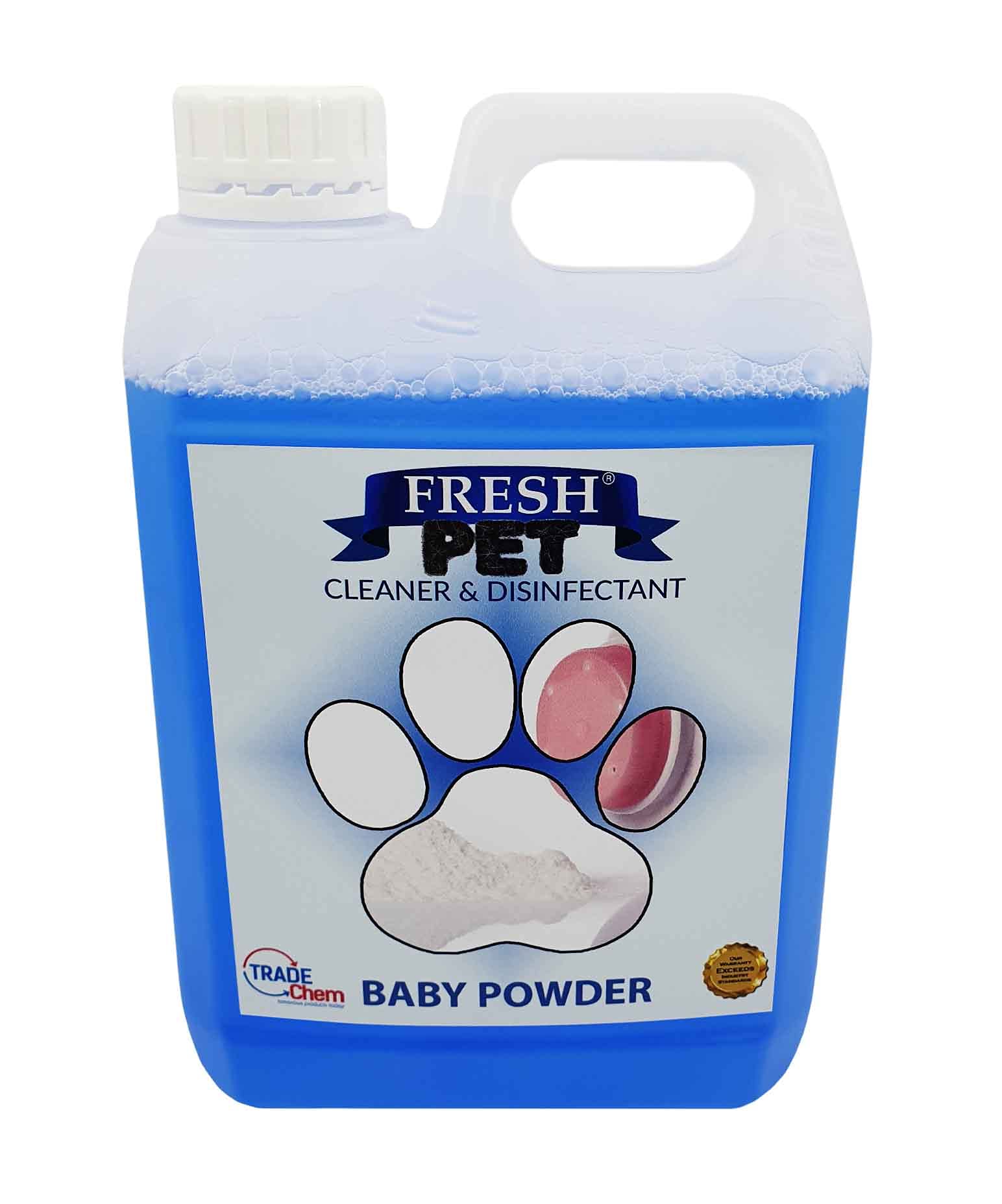 Trade Chemicals Pet Disinfectant Deodoriser Cleaner Kennels Artificial Grass Fresh Pet 2L (Baby Powder)