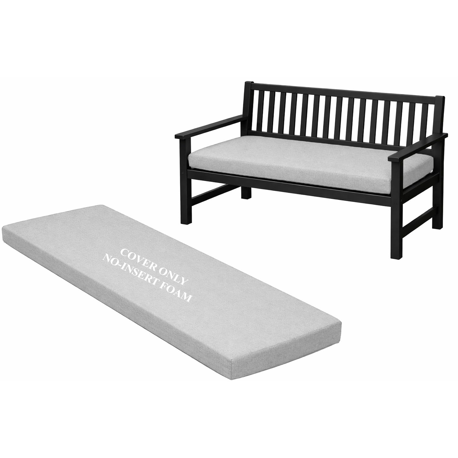 David & Amaya 2/3/4 Seater Outdoor Bench Cushion Waterproof 100% Polyester Replacement Cover Only for Garden, Rattan, Patio & Office Seat Pads, No Filling or Foam Insert (Grey, 3 Seater (143x52x6cm))