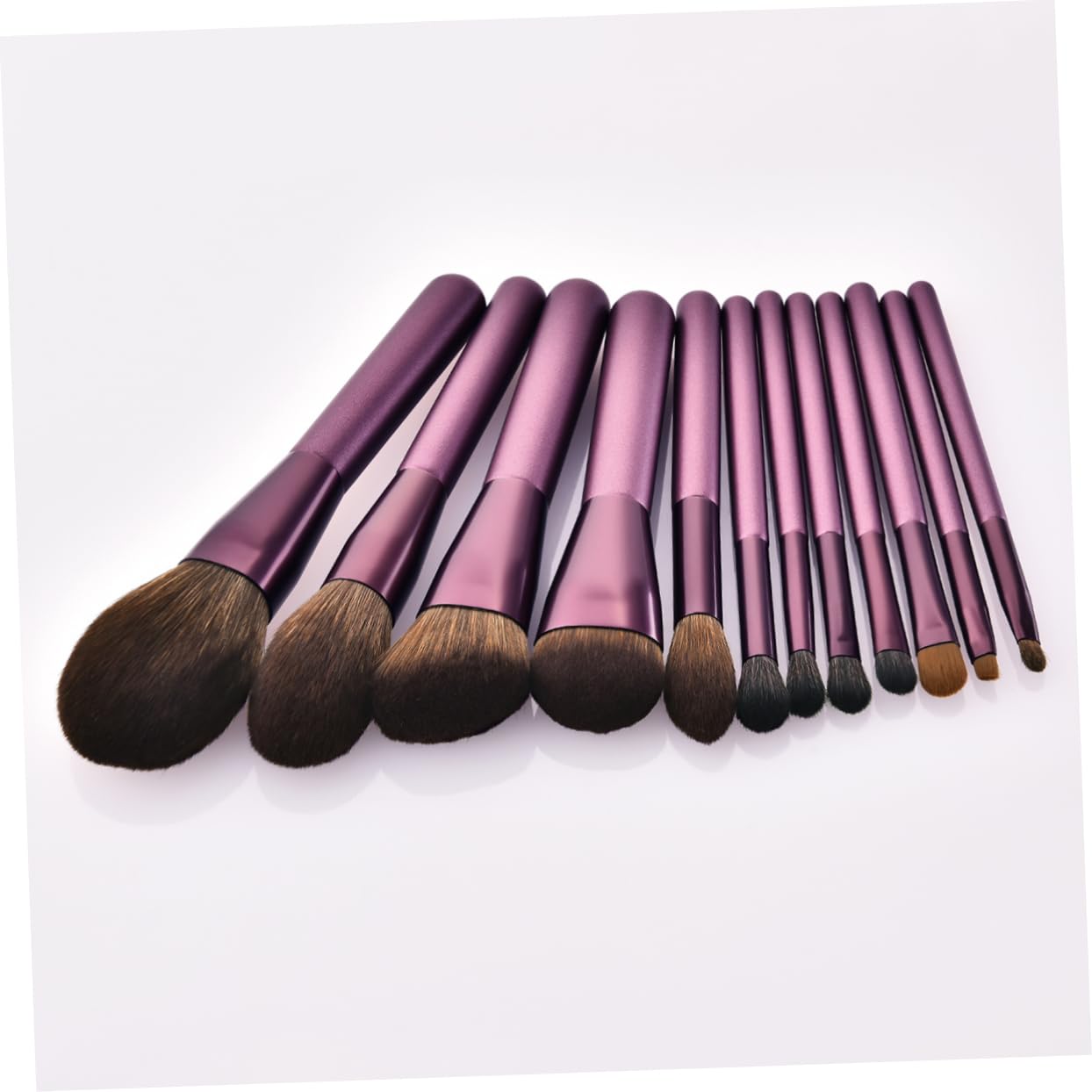 Set di Pennelli per Make-up 12 Pezzi T-12-063 in Nylon e Legno | Uso Quotidiano e Professionale, Finitura Porpora, Presa Facile, Risultato Uniforme, per Donna e Fidanzata