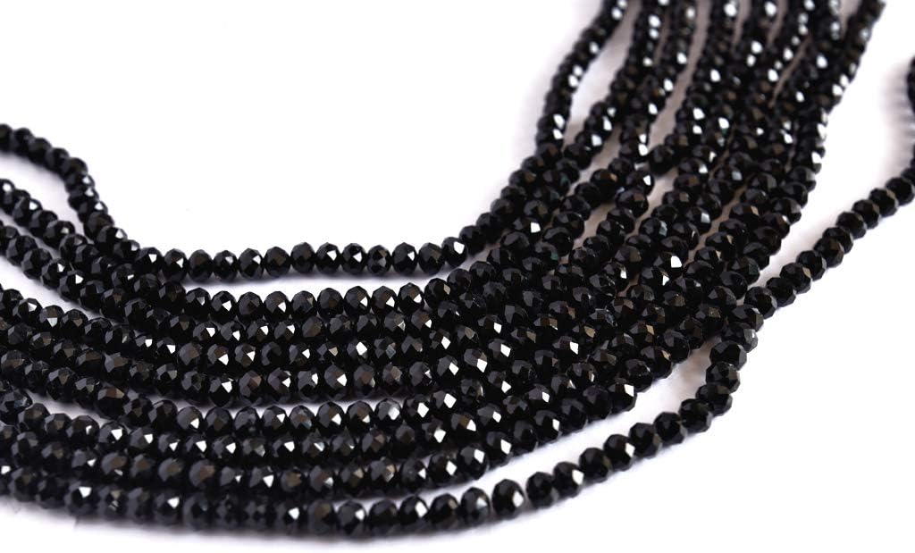 The Design Cart Jet Black Rondelle/Tyre Faceted Crystal Beads (6 mm) 1 String for Jewellery Making, Beading, Arts and Crafts and Embroidery.