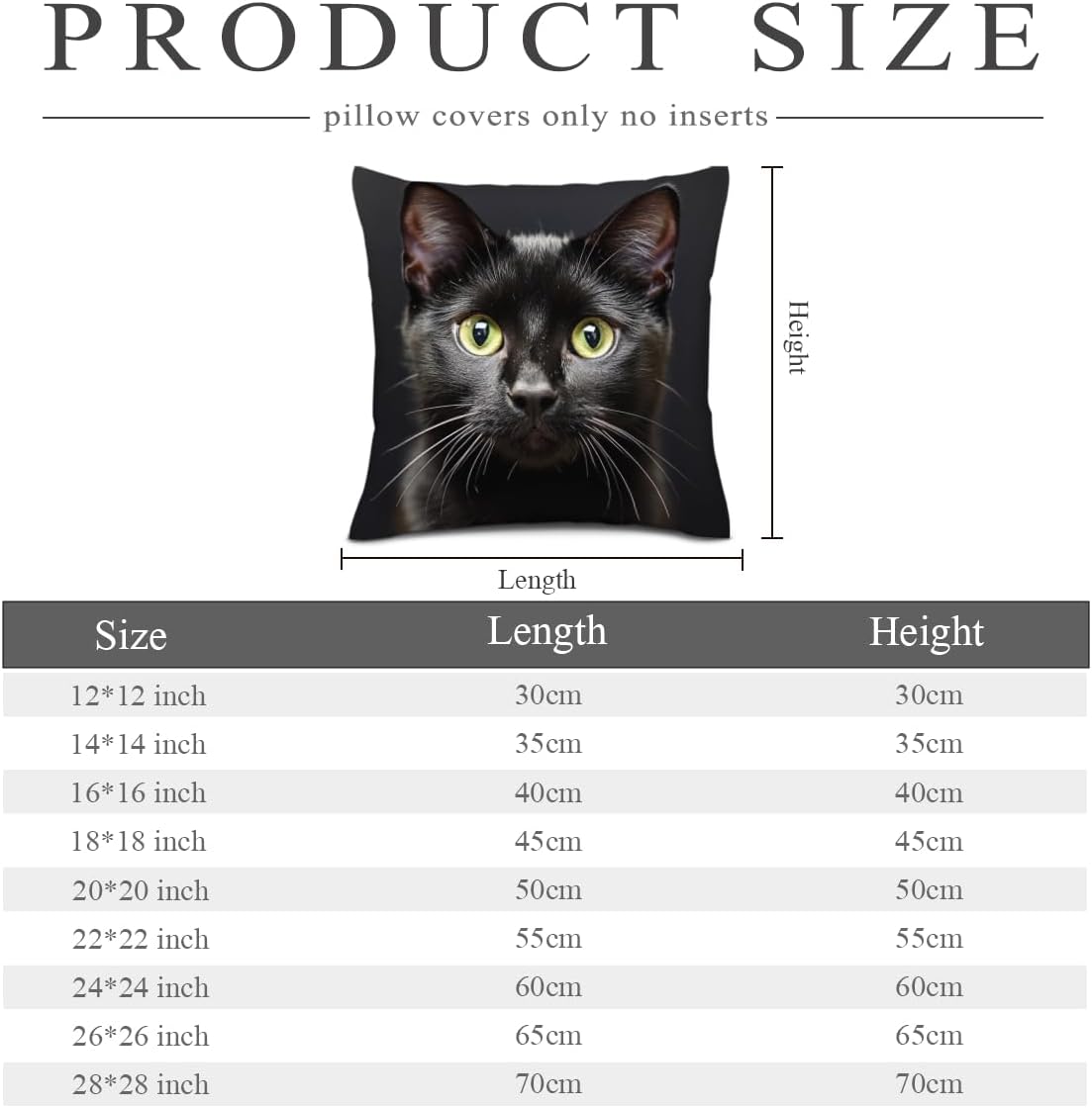 Cotton Linen Home Decorative Throw Black Cat Pillow Case 28x28 Inches Set of 2 Cushion Cover for Sofa Couch Pillow Covers Bed Home Decoration