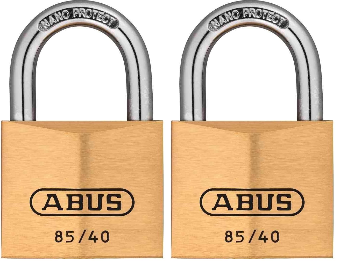 ABUS Vorhängeschloss Messing 85/40 - für Kellertüren, Schuppen u. v. m. - wetterfest - Messing-Schlosskörper - gehärteter Stahlbügel - ABUS-Sicherheitslevel 6 (Packung mit 2)