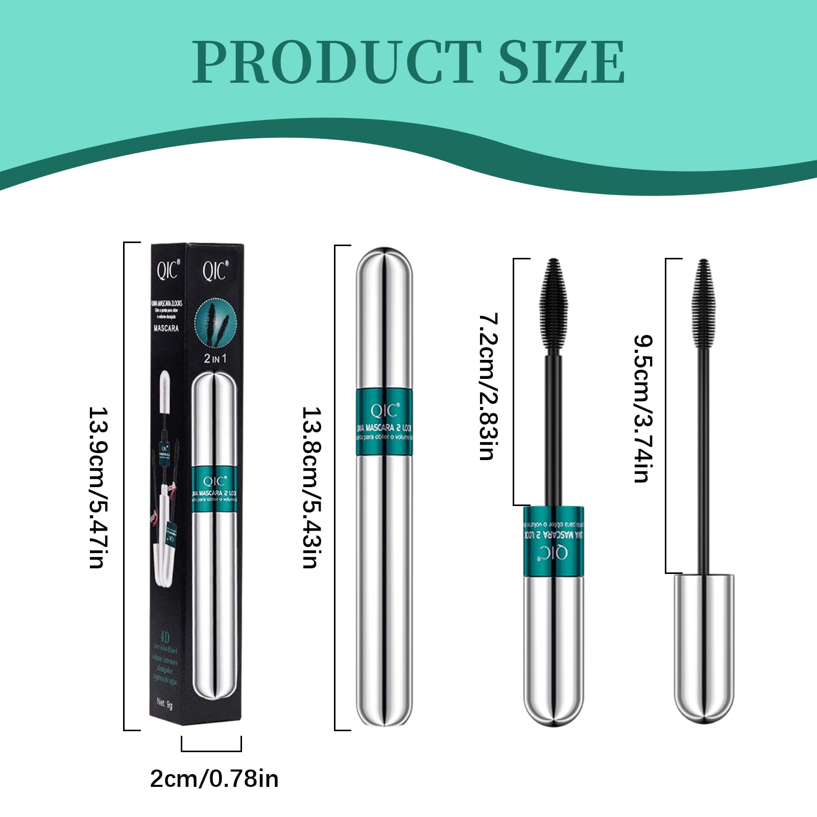 Bettinay 2PCS 4D Waterproof Silk Fiber Lash Mascara, 2 in 1 Lengthening Mascara, Black, 5 ml (Pack of 2) - Image 2
