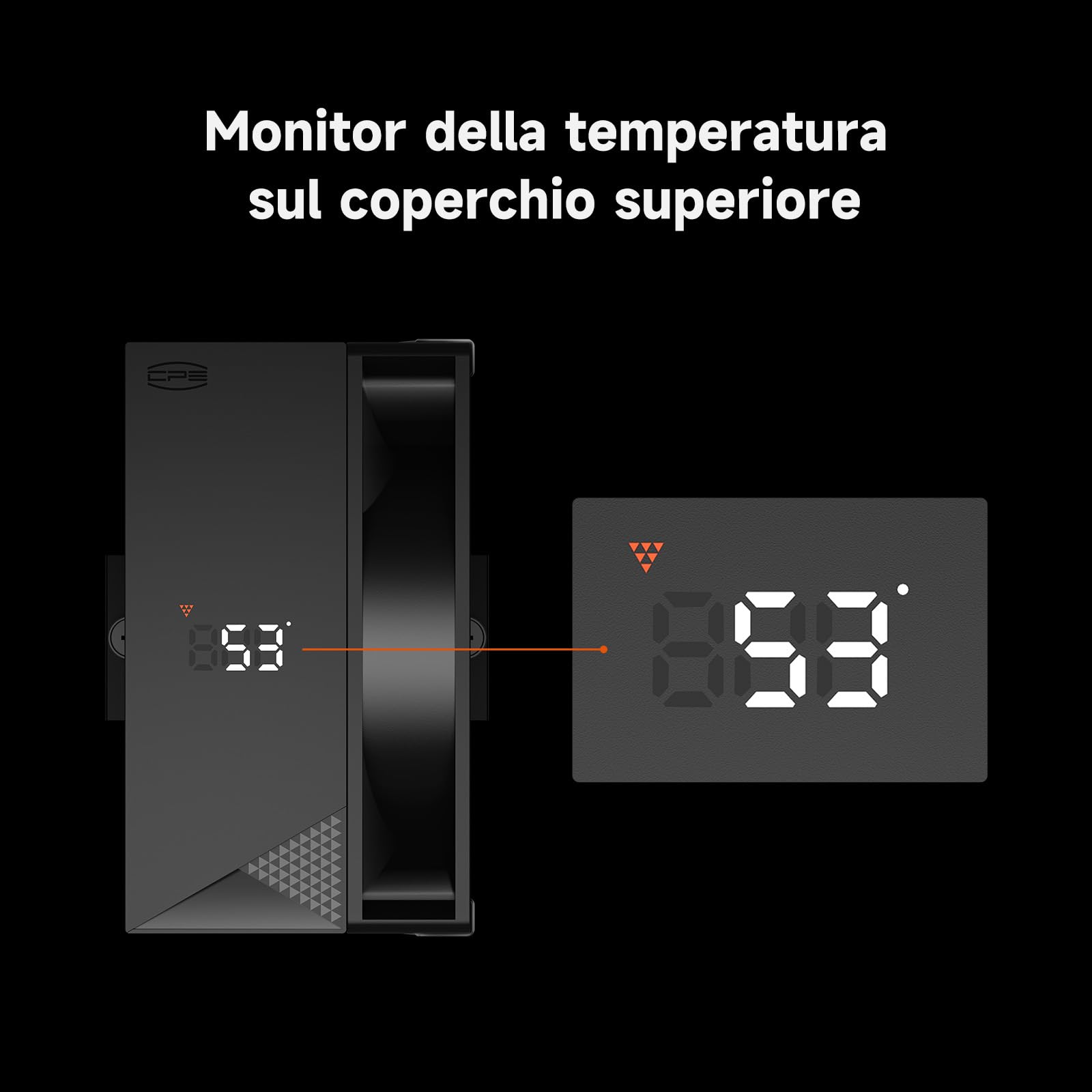 Dissipatore CPU CPS RT500 Digital BK con display digitale, TDP 245W, 5 tubi di calore da 6 mm con ventole FDB da 120 mm, dissipatore ad aria per CPU AMD AM4/AM5, Intel LGA 115X/1200/1700/1851