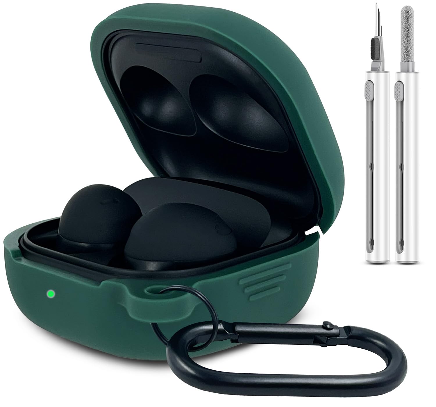 Silicone Case for Samsung Galaxy Buds FE, 2 Pro, 2, Pro, Live with Cleaner Kit (Midnight Green)