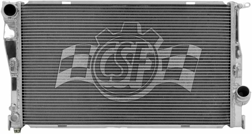 CSF Radiator, 23.625 in W x 2.063 in D, Single Pass, Driver Side Inlet, Passenger Side Outlet, Aluminum, Polished