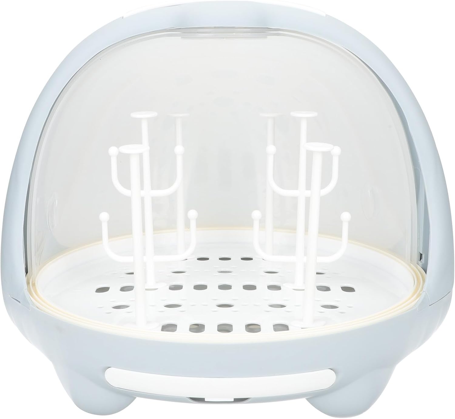 Bottle Drying Rack and Feeding Bottle Organizer for, Blue Milk Storage Box with Dustproof Cover and Drainage Design, Portable for Nursery and Travel